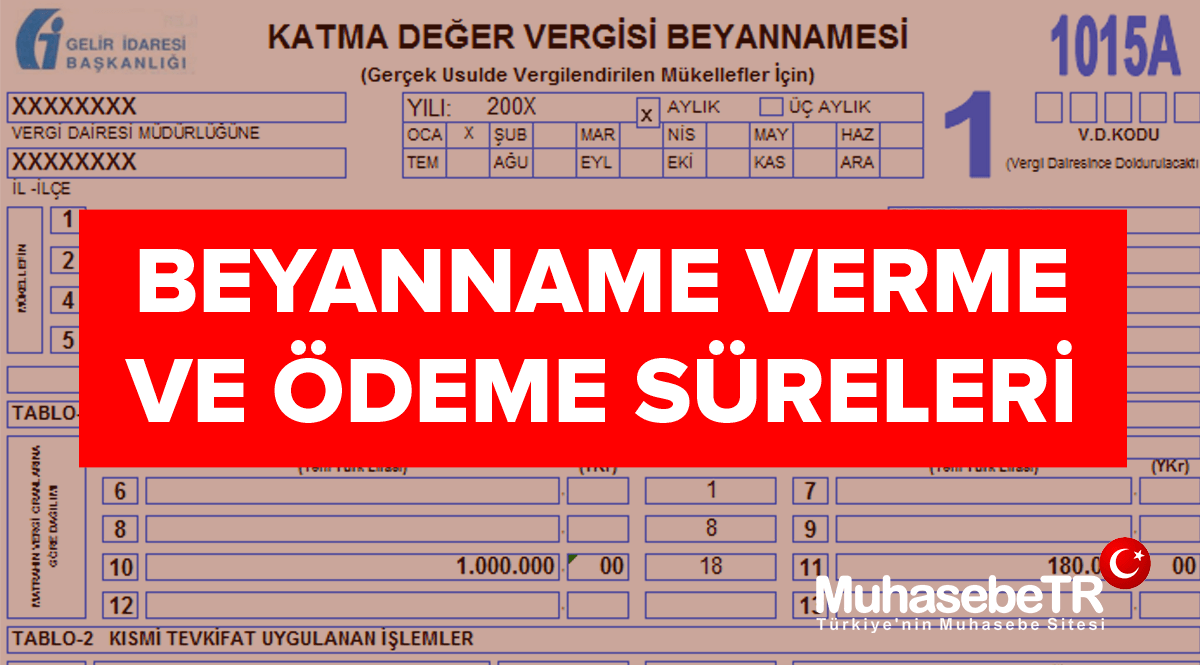 Beyanname Verme Ve deme Sreleri (2021 Yl)